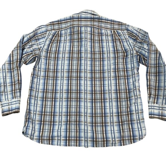 Tommy Bahama Long Sleeve Plaid Shirt Men's Size Medium Blue Brown Tencel - Picture 5 of 5
